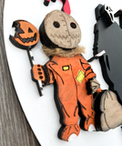 “You Should Leave” Horror Villains Door Sign – Layered Laser-Cut 3D Halloween Decor