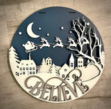 Believe Winter Nightscape Door Hanger