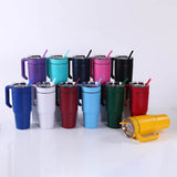 Personalized 30oz powder-coated tumbler with handle