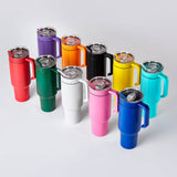 Personalized 40oz powder-coated tumbler with handle