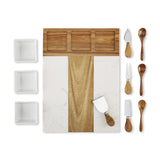 Personalized marble and acacia charcuterie board set