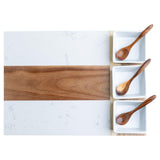 Top view of the marble charcuterie board