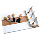 11-piece marble charcuterie set laid out