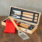 BBQ grill set rubberwood handles detail
