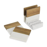 Personalized marble and wood coaster set of 4