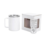 12oz white camper mug with gift box and care card