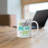 Ceramic Mug 11oz - Wife, Mom, Boss mug with hearts