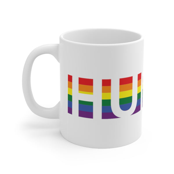 Ceramic Pride Mug 11oz - Pride Flag Human - Rainbow Pride Gift - Pride coffe cup - Pride gifts