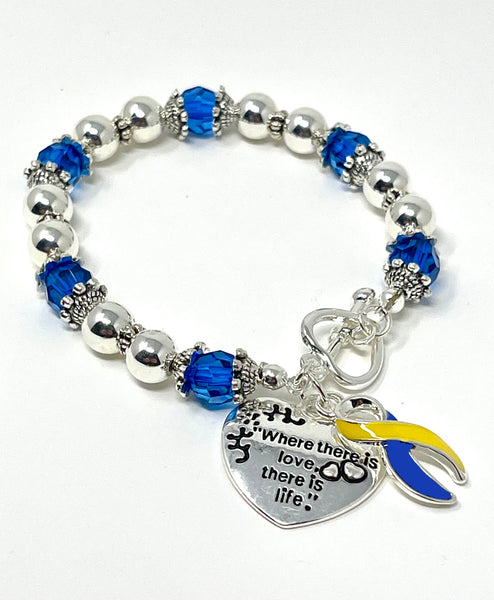 Support Ukraine Bracelet - "Where There is Love There is Life" - Ukraine flag beaded Jewelry bracelet