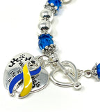 Support Ukraine Bracelet - "Where There is Love There is Life" - Ukraine flag beaded Jewelry bracelet