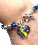 Support Ukraine Bracelet - "Where There is Love There is Life" - Ukraine flag beaded Jewelry bracelet