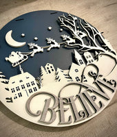 Believe Winter Nightscape Door Hanger