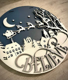 Believe Winter Nightscape Door Hanger