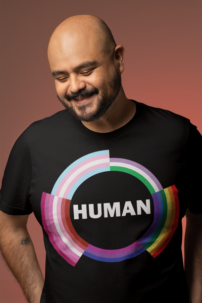 HUMAN Circle Flag Colorful Gay Pride Month LGBTQIA+ T-Shirt